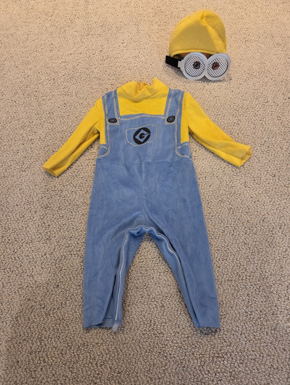 Minion-Inspired Yellow & Blue Overalls Costume with Hat 12 To 18 Month